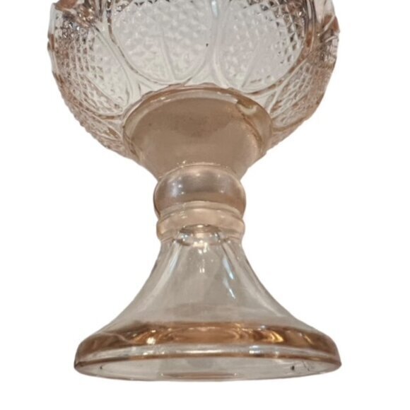 Light Pink Glass CANDY DISH / CANDLE HOLDER Cottagecore Farmhouse 4.5" Tall EUC - Picture 7 of 10